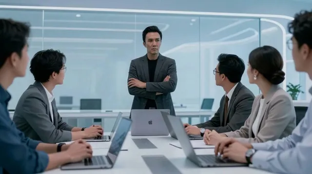 Marco Tan leading a client meeting